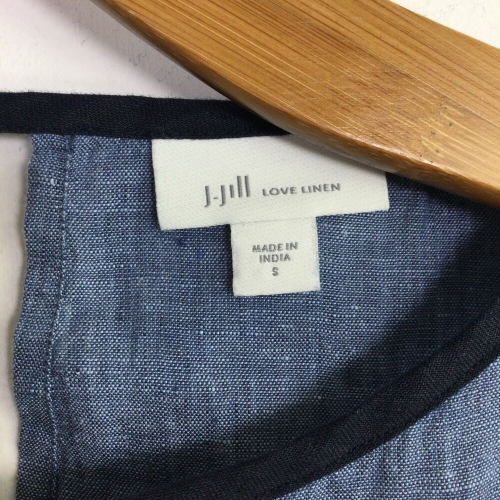 J. Jill Women's Seamed Love Linen Dress V-Neck Pullover Sleeveless Blue Size S - Picture 12 of 16